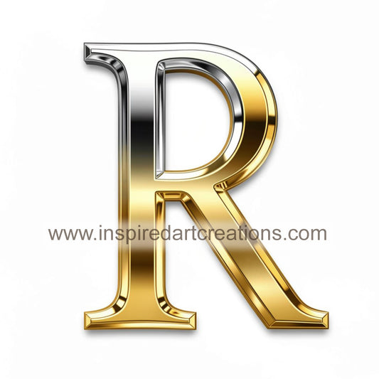Elegant Letter R Gold & Silver Monogram Vinyl Sticker | InspiredArtCreations