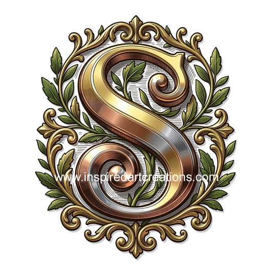 Elegant Letter S Heritage Monogram Vinyl Sticker | InspiredArtCreations