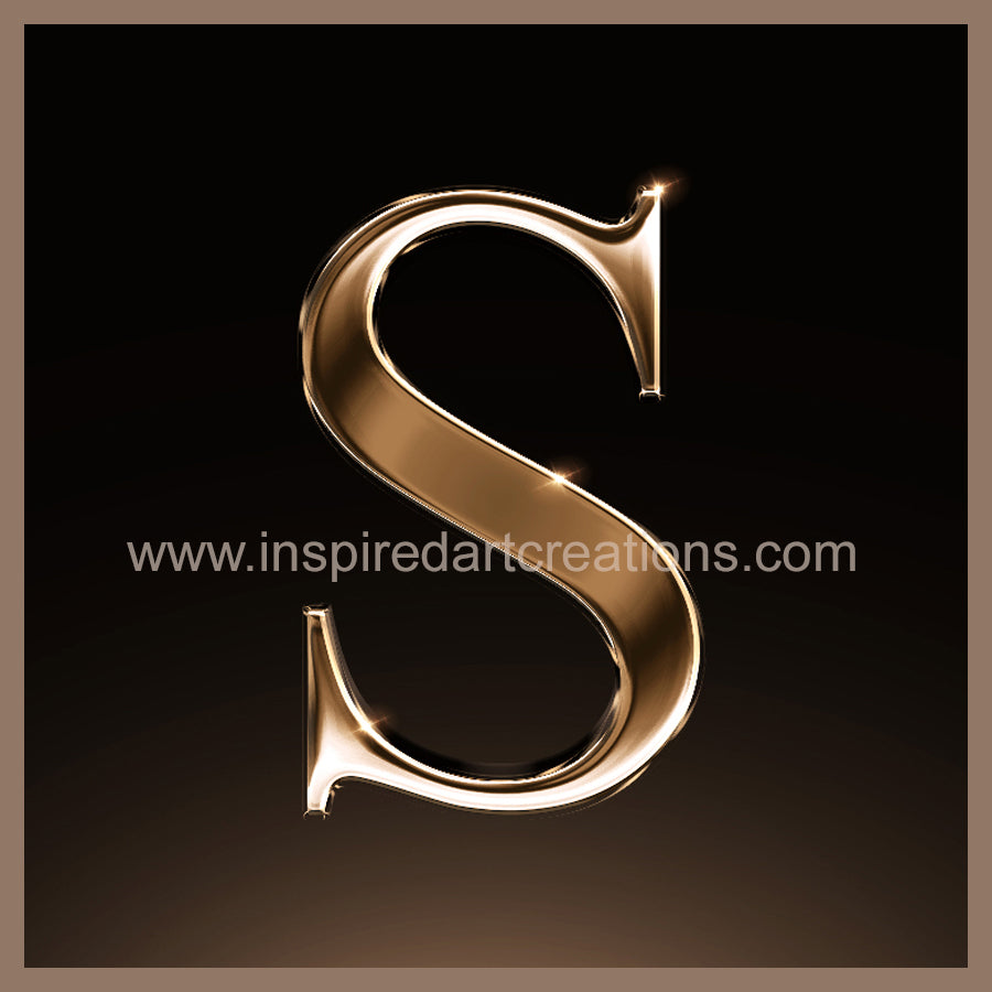 Letter S Signature Gold Monogram Vinyl Sticker | InspiredArtCreations