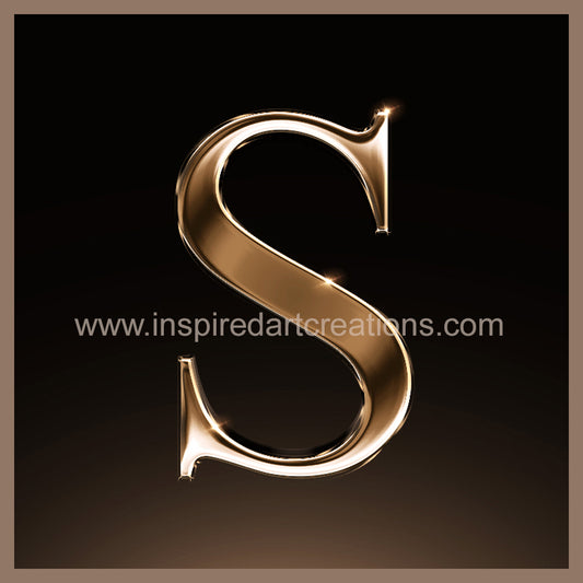 Letter S Signature Gold Monogram Vinyl Sticker | InspiredArtCreations