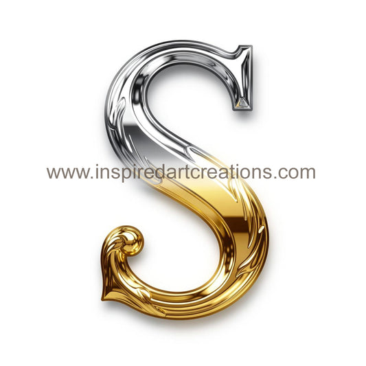 Elegant Letter S Gold & Silver Monogram Vinyl Sticker | InspiredArtCreations