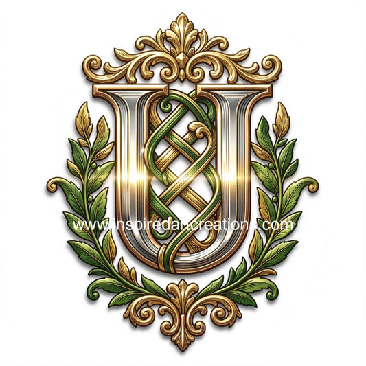 Elegant Letter U Heritage Monogram Vinyl Sticker | InspiredArtCreations