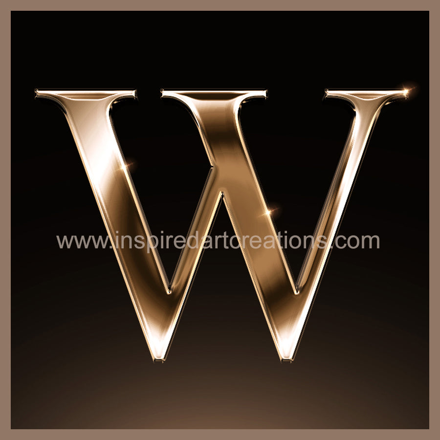 Letter W Signature Gold Monogram Vinyl Sticker | InspiredArtCreations