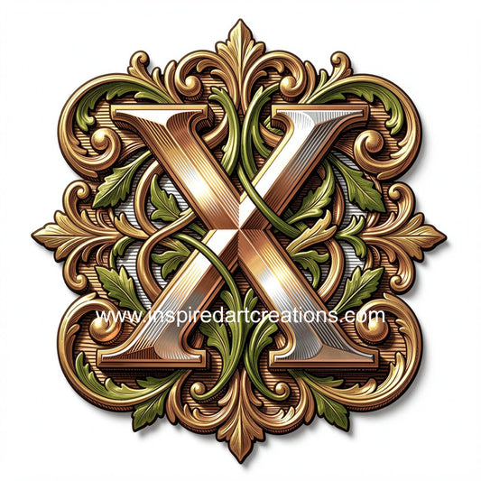 Elegant Letter X Heritage Monogram Vinyl Sticker | InspiredArtCreations