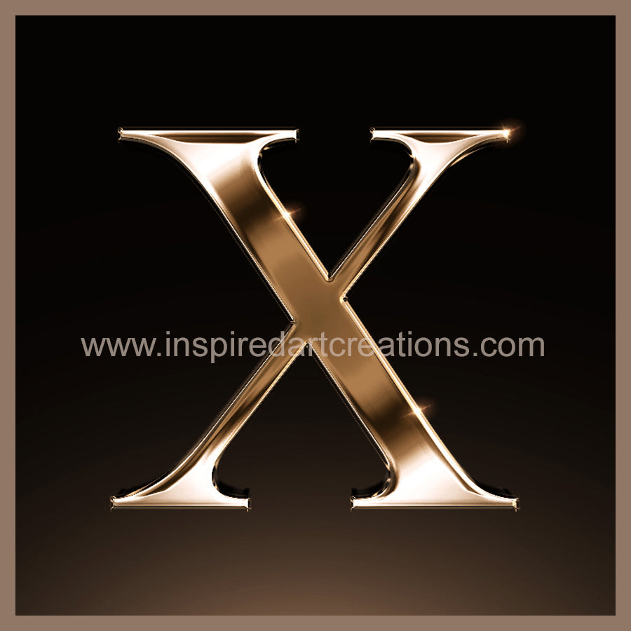 Letter X Signature Gold Monogram Vinyl Sticker | InspiredArtCreations