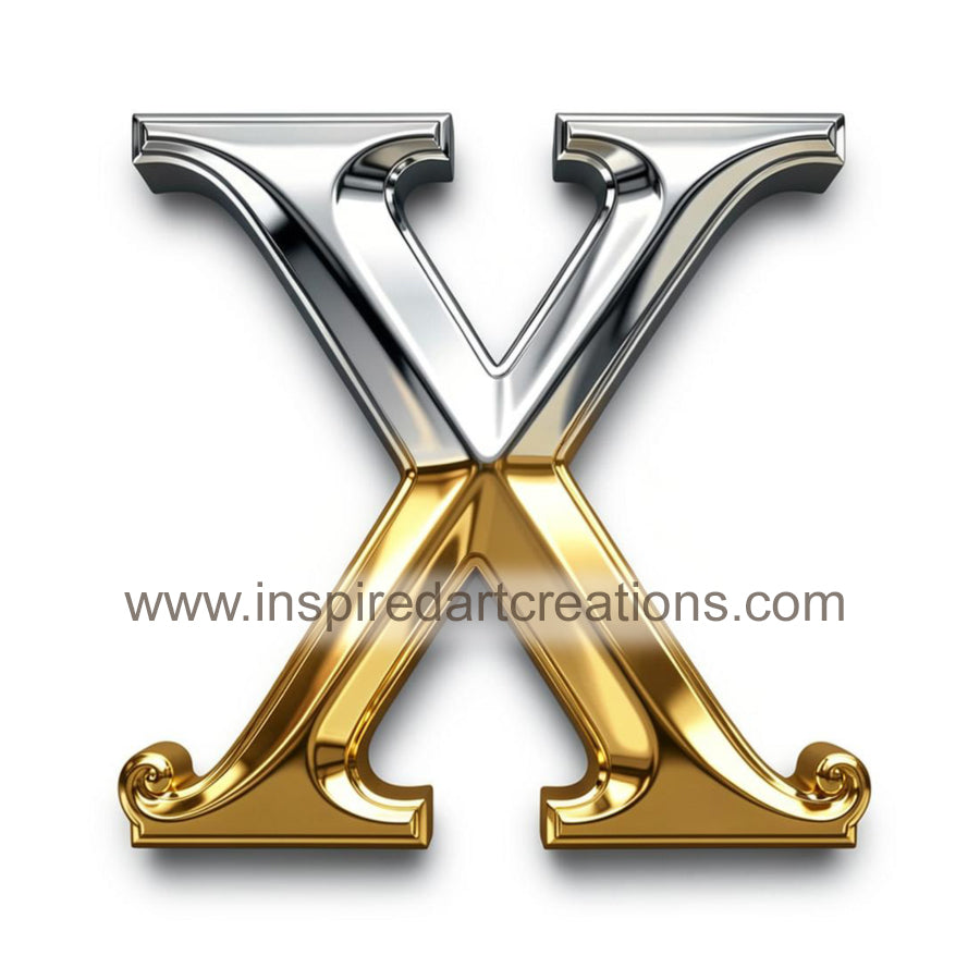 Elegant Letter X Gold & Silver Monogram Vinyl Sticker | InspiredArtCreations