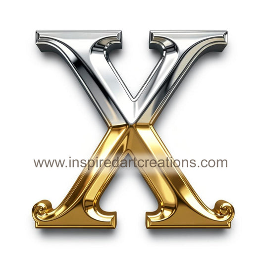 Elegant Letter X Gold & Silver Monogram Vinyl Sticker | InspiredArtCreations
