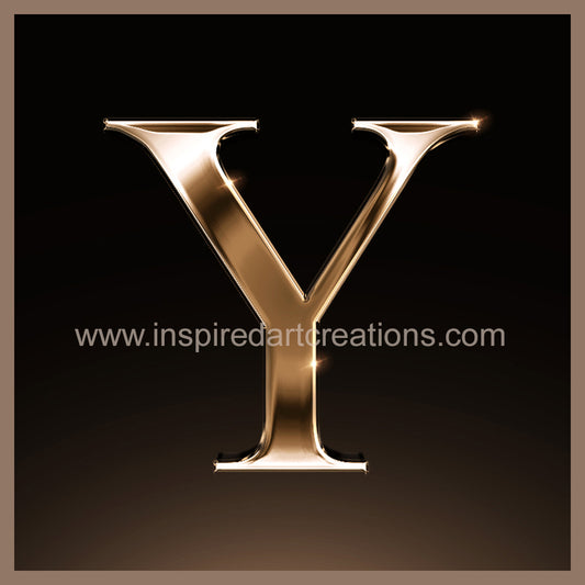 Letter Y Signature Gold Monogram Vinyl Sticker | InspiredArtCreations