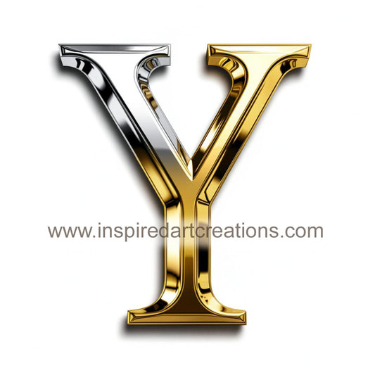 Elegant Letter Y Gold & Silver Monogram Vinyl Sticker | InspiredArtCreations