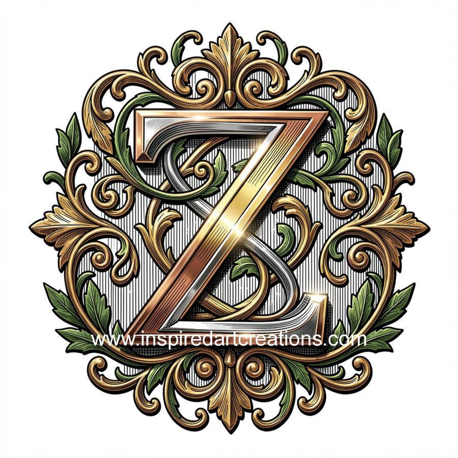Elegant Letter Z Heritage Monogram Vinyl Sticker | InspiredArtCreations
