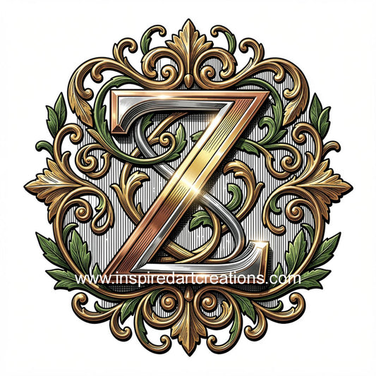 Elegant Letter Z Heritage Monogram Vinyl Sticker | InspiredArtCreations