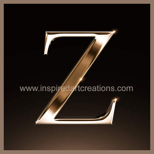 Letter Z Signature Gold Monogram Vinyl Sticker | InspiredArtCreations