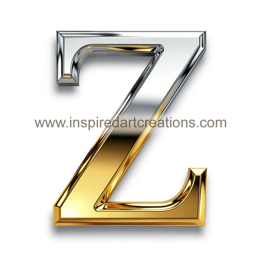 Elegant Letter Z Gold & Silver Monogram Vinyl Sticker | InspiredArtCreations