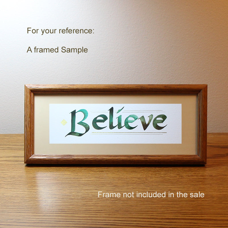 Calligraphy Bookmark | Believe | InspiredArtCreations