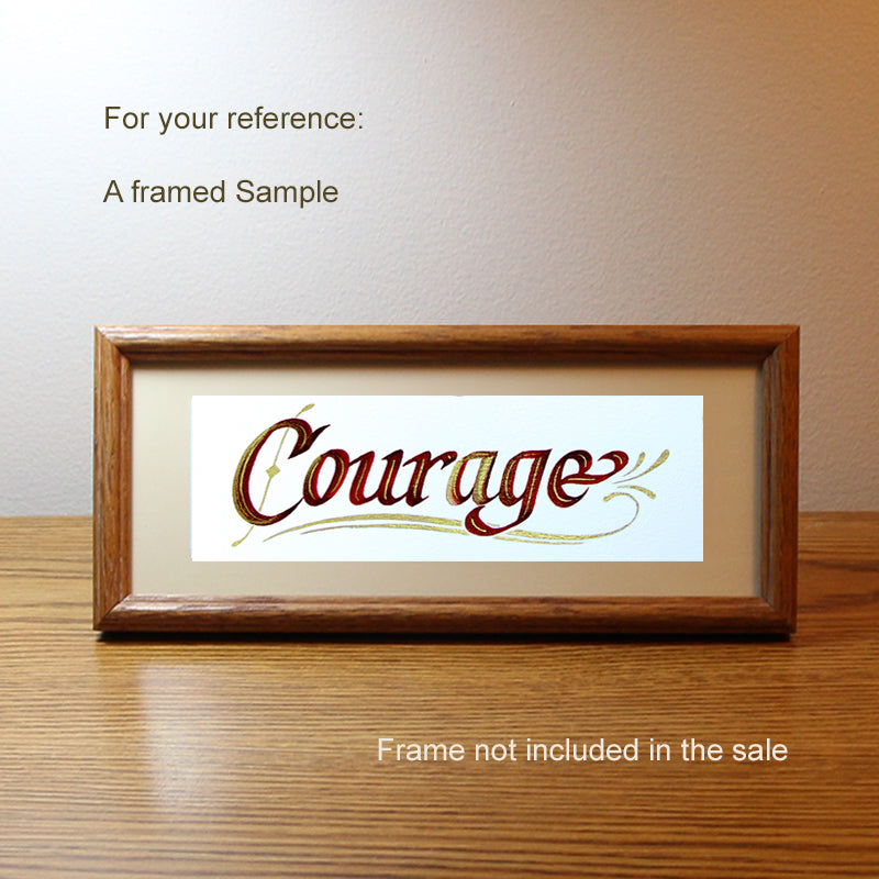 Calligraphy Bookmark | Courage | InspiredArtCreations