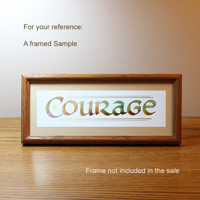 Calligraphy Bookmark | Courage | InspiredArtCreations