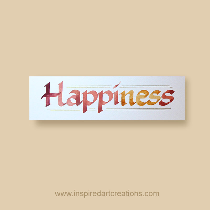 Calligraphy Bookmark | Happiness | InspiredArtCreations