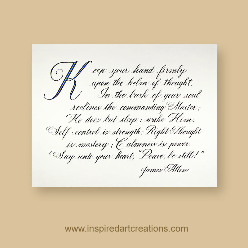 Original Calligraphy | Quote from James Allen | InspiredArtCreations