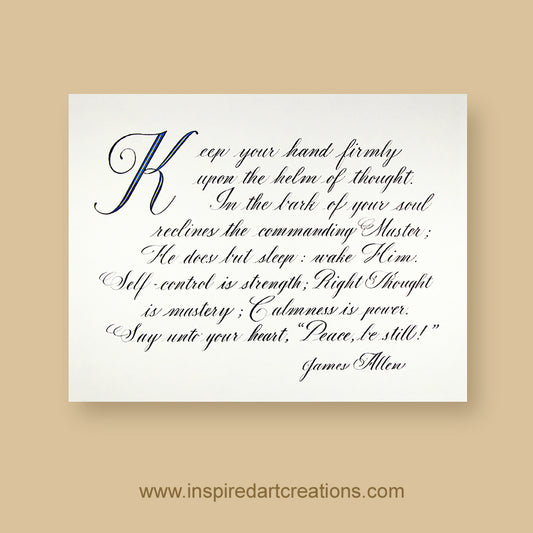 Original Calligraphy | Quote from James Allen | InspiredArtCreations