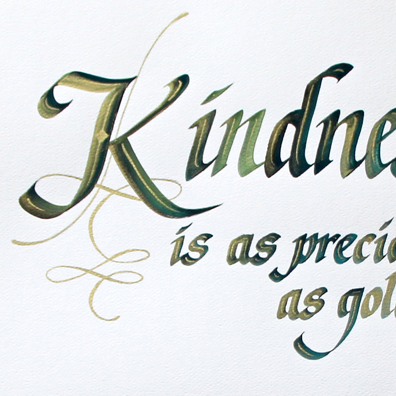 Original Calligraphy | Kindness is as precious as gold | InspiredArtCreations