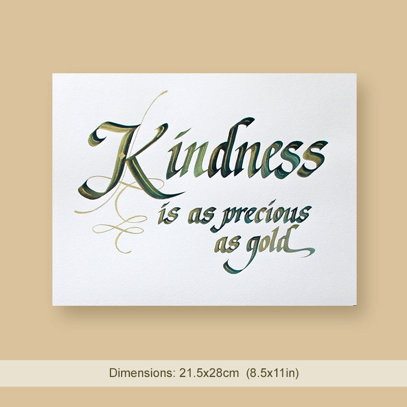 Original Calligraphy | Kindness is as precious as gold | InspiredArtCreations