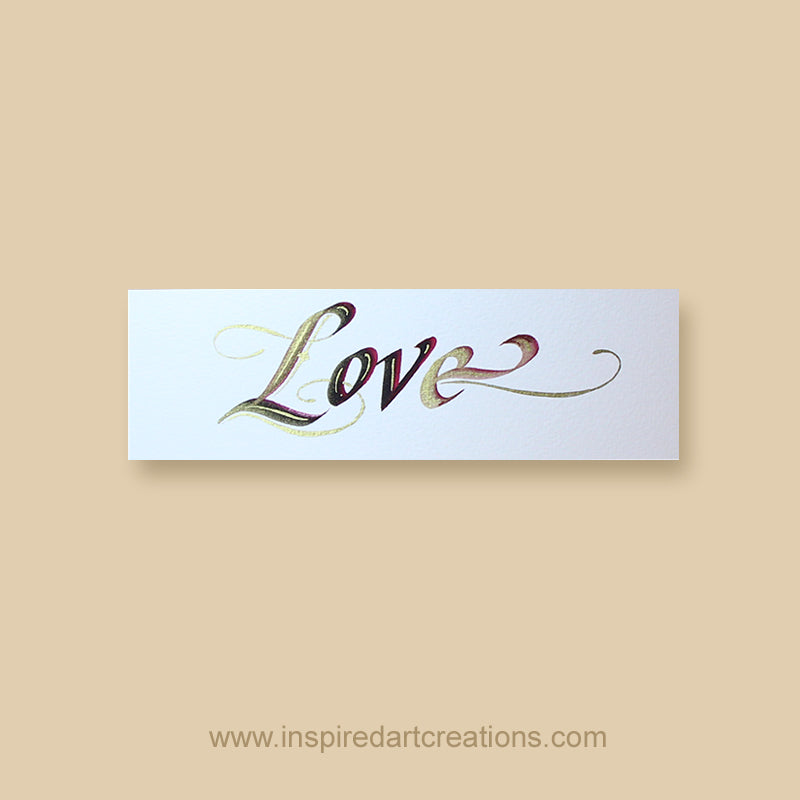Calligraphy Bookmark | Love | InspiredArtCreations