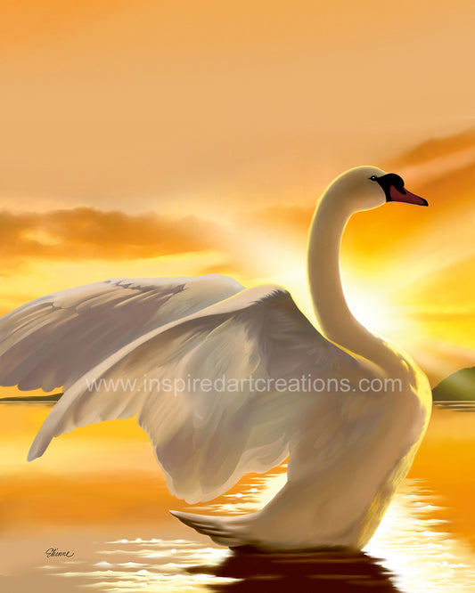 Giclee Print | Bird | Swan | InspiredArtCreations